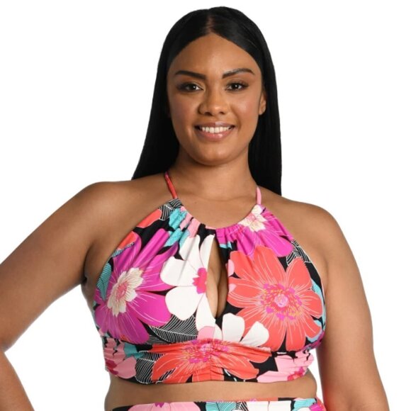 La Blanca 'In Full Bloom' High-Neck Midkini Swim Top, Multicolor - Picture 1 of 2